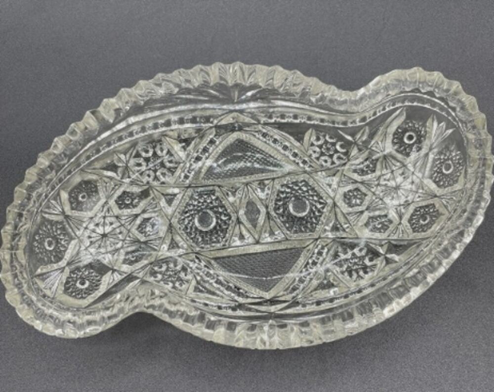 Vintage McKee Fentec Clear Pressed Olive Candy Trinket Vanity Dish Tray